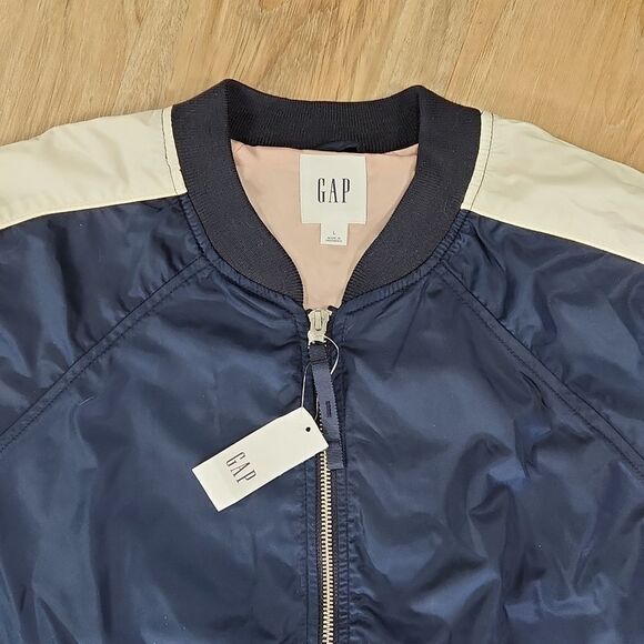 🧚♂️NWT Gap Blue Lined Zippered Lightweight Track Jacket Large - Picture 6 of 10